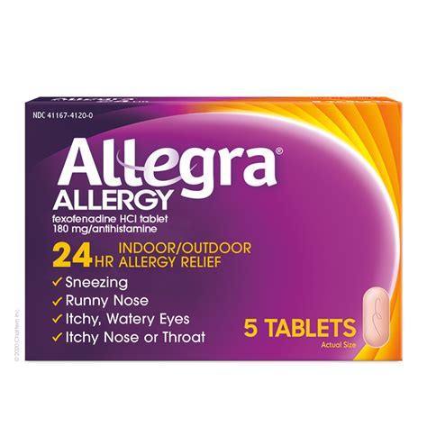 Allegra Adult 24hr Tablet Allergy Relief 5 Count 180 Mg