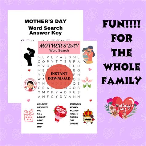 Mothers Day Word Search Game Printable Games Mothers Day Games Mothers Day Party Mothers Day