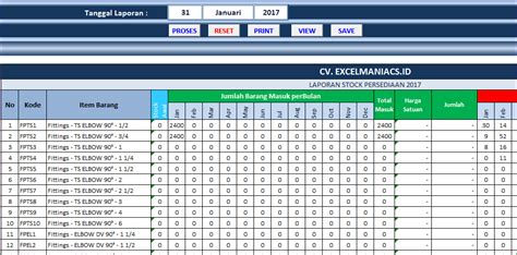 Cara Membuat Kontrol Stock Dan Status Stock Barang Dengan Excel Contoh