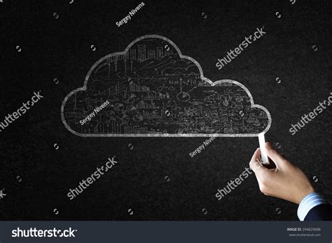 Close Hand Drawing Cloud Computing Concept Stock Photo