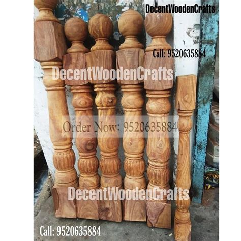 Decentwoodencrafts Railing Pillars Designer Wooden Staircase Carved