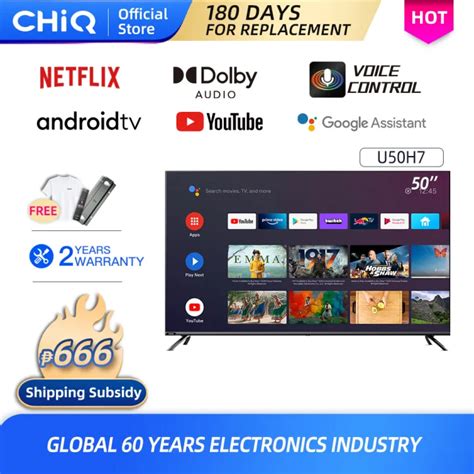 CHiQ U50H7 50 Inch 126cm LED Frameless Smart TV 4K UHD Android 9 0