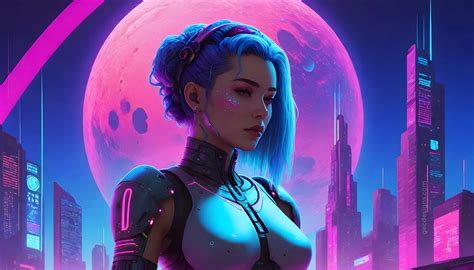 Neon Nights, aesthetic cyberpunk anime girl AI-generated image | GEC ...