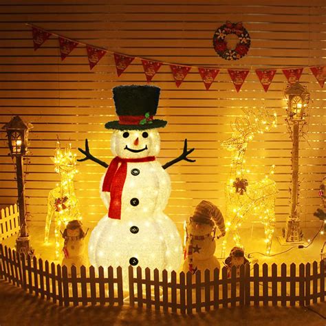 FISHOPE 4FT Led Lighted Christmas Snowman For Outdoor Lawn Yard Garden