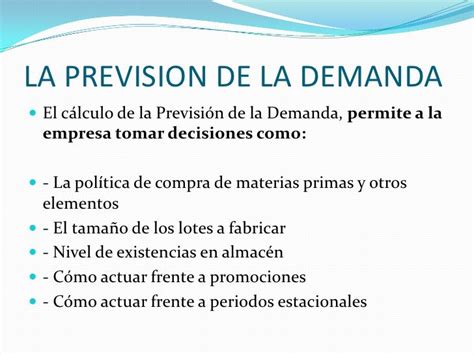 La Prevision De La Demanda