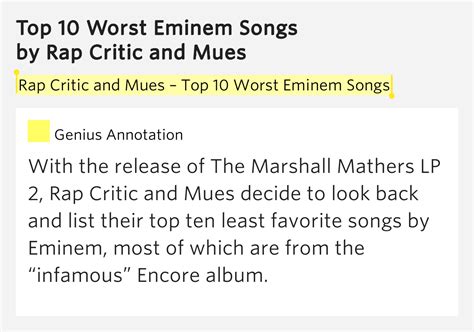 Top 10 Worst Eminem Songs Top 10 Worst Eminem Songs