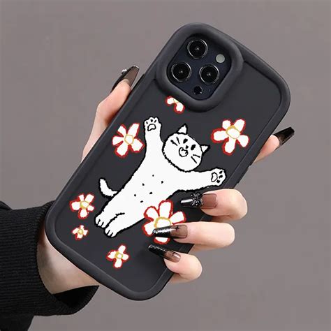 Луксозни Силиконови Калъфи За Телефони Black Kitty Graphics За Iphone