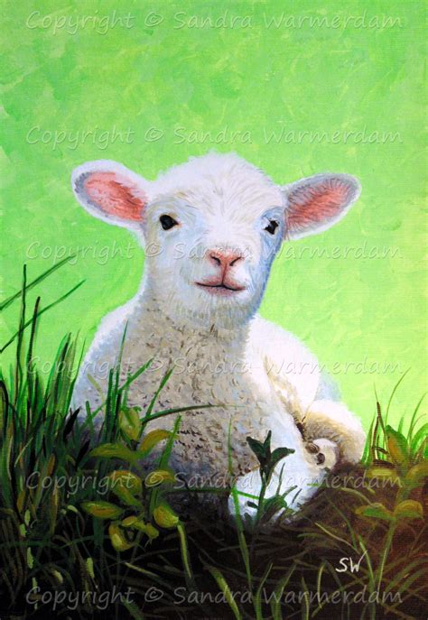 Lamb Acrylic On Canvas Sheep Paintings Farm Animal Painting Animal