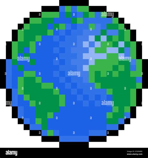 World Earth Globe Eight Bit Pixel Art Game Icon Stock Vector Image