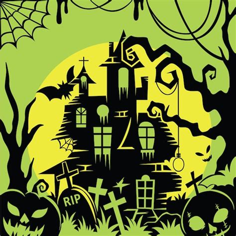 Fondo de ilustración de castillo de casa embrujada de halloween