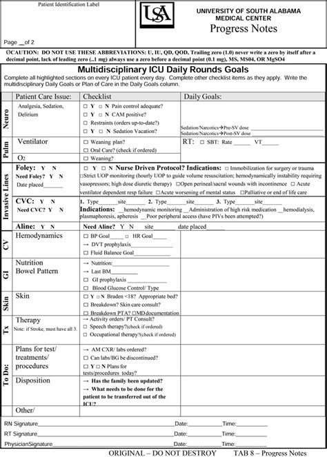 Multidisciplinary Intensive Care Unit Daily Rounds And Goals