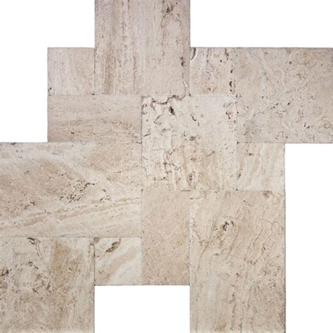 Glacier Brushed Chiseled French Pattern Travertine Tile 1 2 FBR Marble