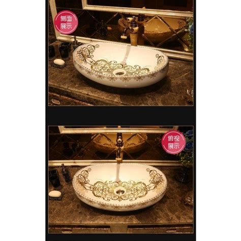 Luxury Increase Oval Cloakroom Counter Top Porcelain Wash Basin