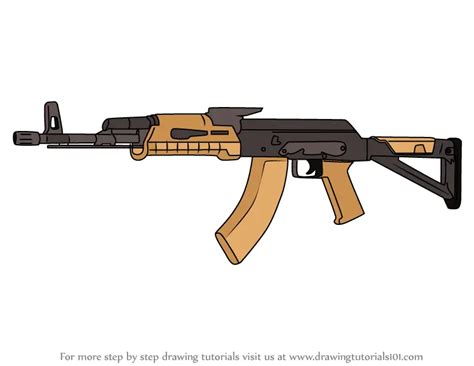 Step By Step How To Draw Ak 74m Assault Rifle From Rainbow Six Siege