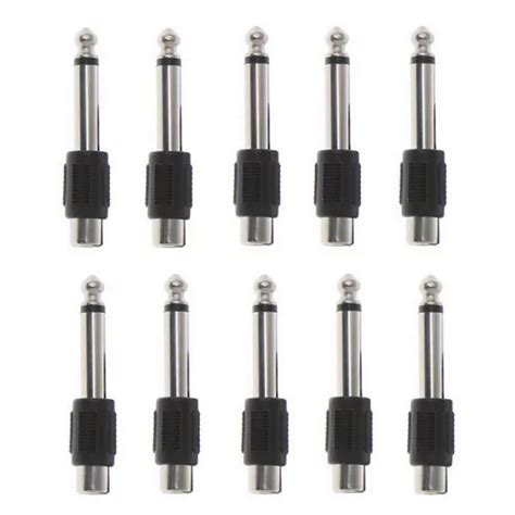 10 Pcs Rca Female Jack To 635mm 14 Male Mono Plug Audio Adapter