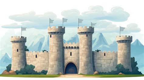 premium vector  castle  flags   front   castle