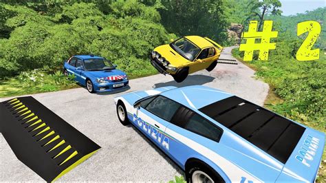 Police Spike Strip Pileup Crashes Beamng Drive Game Youtube