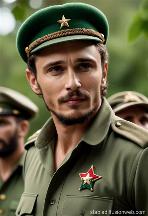 James Franco Portraying Fidel Castro With Beard And Cap Stable