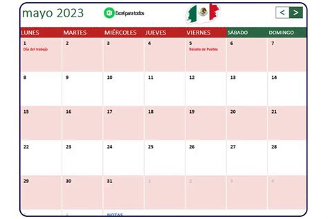 Calendario 2023 México Con Días Festivos Para Imprimir