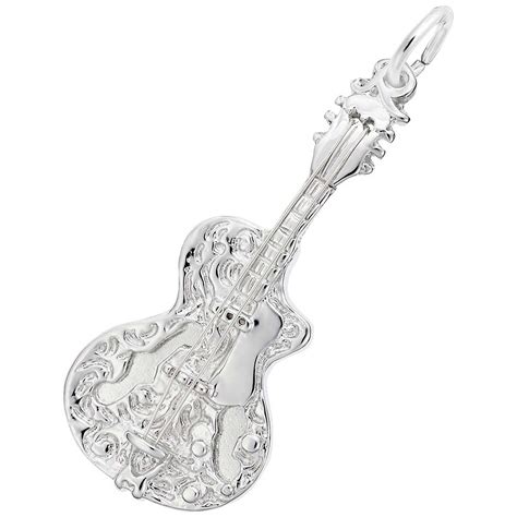 Rembrandt Guitar Charm Sterling Silver Precious Accents Ltd