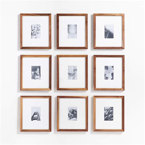 9 Piece Walnut Wood 4x6 Gallery Wall Picture Frame Set Reviews