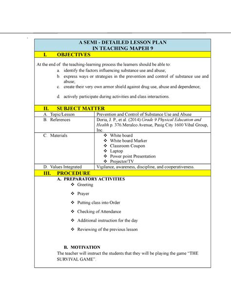 Semi Detailed Lesson Plan Minimalis Nbkomputer