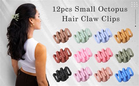 Small Hair Clips For Women Octopus Small Claw Clips 12 Pcs Matte Hair Claw Cute Jaw