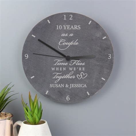 Personalised Anniversary Slate Clock Dunelm