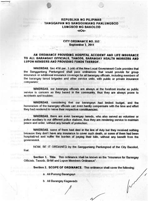 City Ordinance No 552 Bacolod City