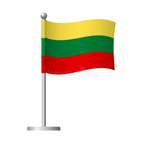 Lithuania Flag On Pole Icon Stock Illustration Illustration Of