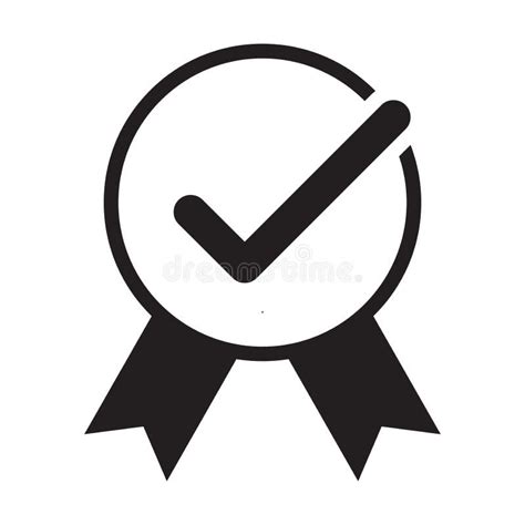 Approved Icon Medal Award Icon Vector Check Mark With Ribbon Sign For