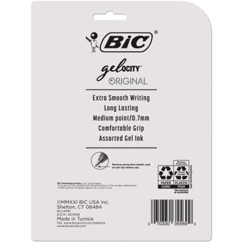 Bic Gelocity Original Long Lasting Fashion Gel Pens Med Point Mm