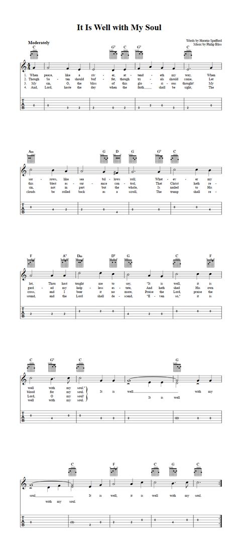 It Is Well With My Soul Easy Guitalele Sheet Music And Tab With