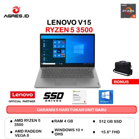 Laptop Lenovo V15 Ryzen 5 3500 Ram 4gb 512gb Ssd Vega8 156fhd W10ohs Lazada Indonesia