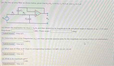 Solved Q3 Determine the voltage transfer function H ω Chegg