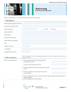 Fillable Online Duidelijkehypotheek Aanvraag Svb Pensioenoverzicht