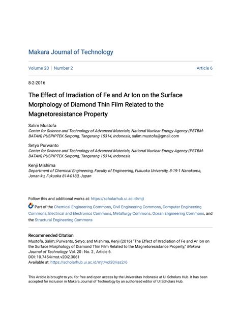 Pdf The Effect Of Irradiation Of Fe And Ar Ion On The Surface