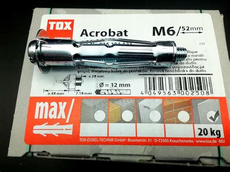 Tox Acrobat Metall Hohlraumdübel M4 bis M8 MHD S Metallspreizdübel