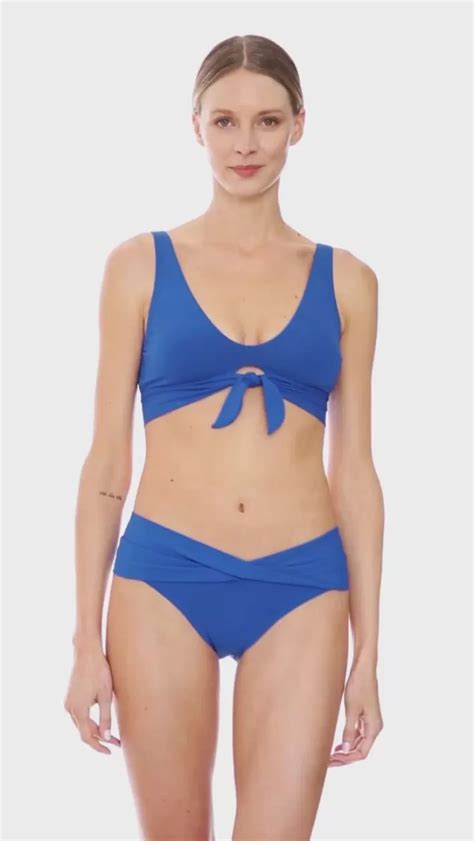 Outlet Robin Piccone Ava Knot Bikini Top French Blue White Fiery