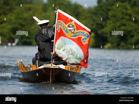 The Vintners Company Flag On A Traditional Thames Rowing Skiff At The