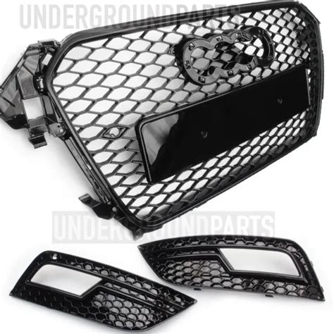 RS4 STYLE HONEYCOMB Front Bumper Grilles Fog Light Covers Audi A4 B8