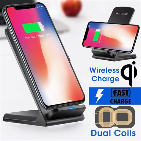 Buy W Qi Wireless Charger Dual Coils Fast Charging Stand Support For