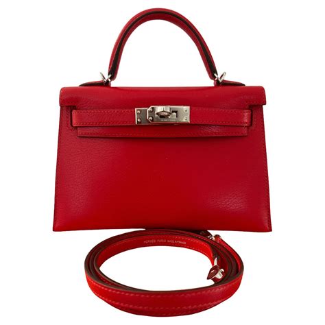 Hermes Kelly Sellier Mini Rouge De Coeur Bag Chevre Leather B Stamp