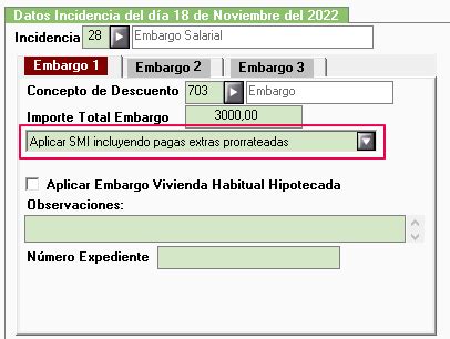 Cálculo del descuento de un embargo aplicando SMI incluyendo pagas