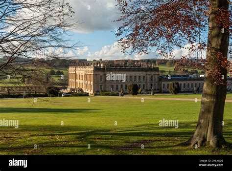 Exterior Of Chatsworth House A 16th Century Stately Home In The Peak