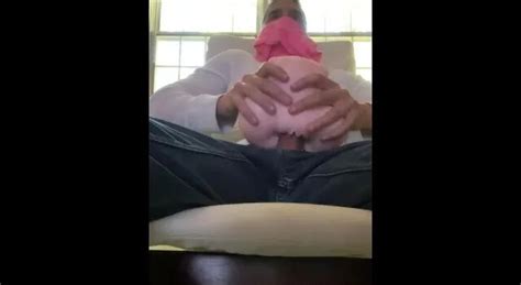 Pink Masked Guy Fucks Fleshlight Through His Jeans And Creampies It