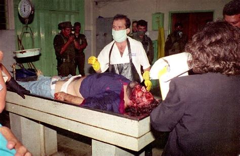 The Body Of Medellin Drug Cartel Leader Pablo Escobar Is Examined By