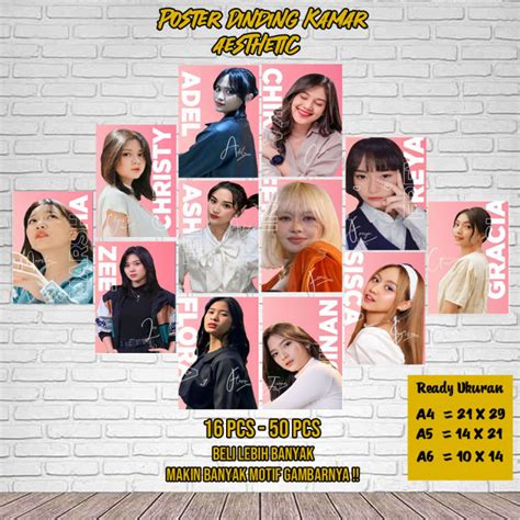 Poster Dinding Kamar Gambar JKT48 Pink Edition Ukuran A6 A5 A4 Poster