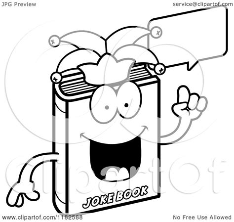 Black And White Talking Jester Joke Book Mascot Royalty Free Vector Clipart By Cory Thoman