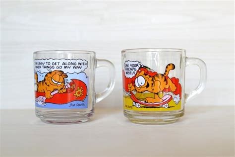 Items Similar To Retro Garfield Mugs Vintage Garfield Glass Cups